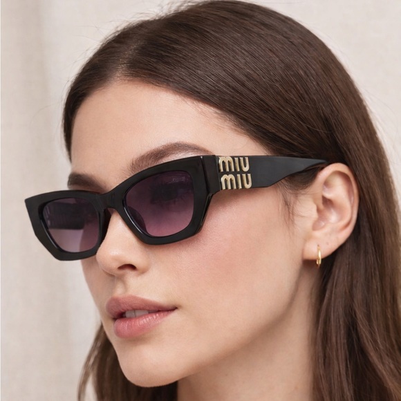 Miu Miu Accessories - Miu Miu Glossy Black Sunglasses with Gradient Purple Lenses